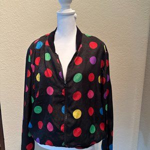 Jogging suit size S polka dots jacket w drawstring joggers w zipped ankles